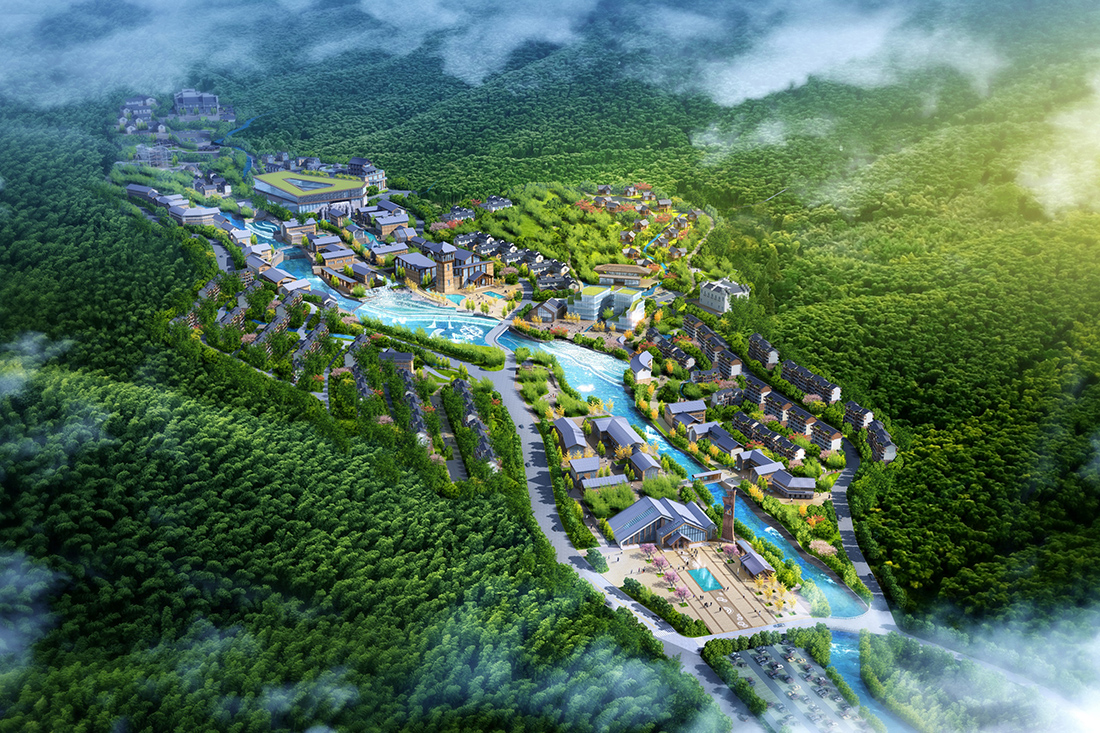 度假小鎮(zhèn)鳥(niǎo)瞰圖
