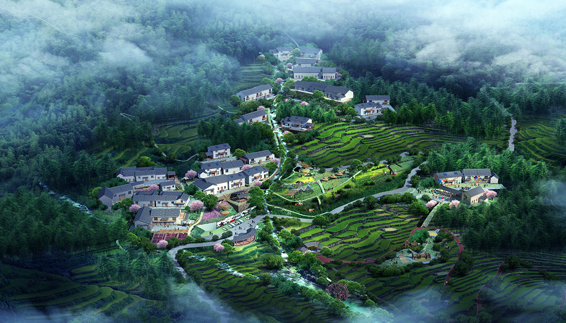鄉(xiāng)村度假鳥(niǎo)瞰圖