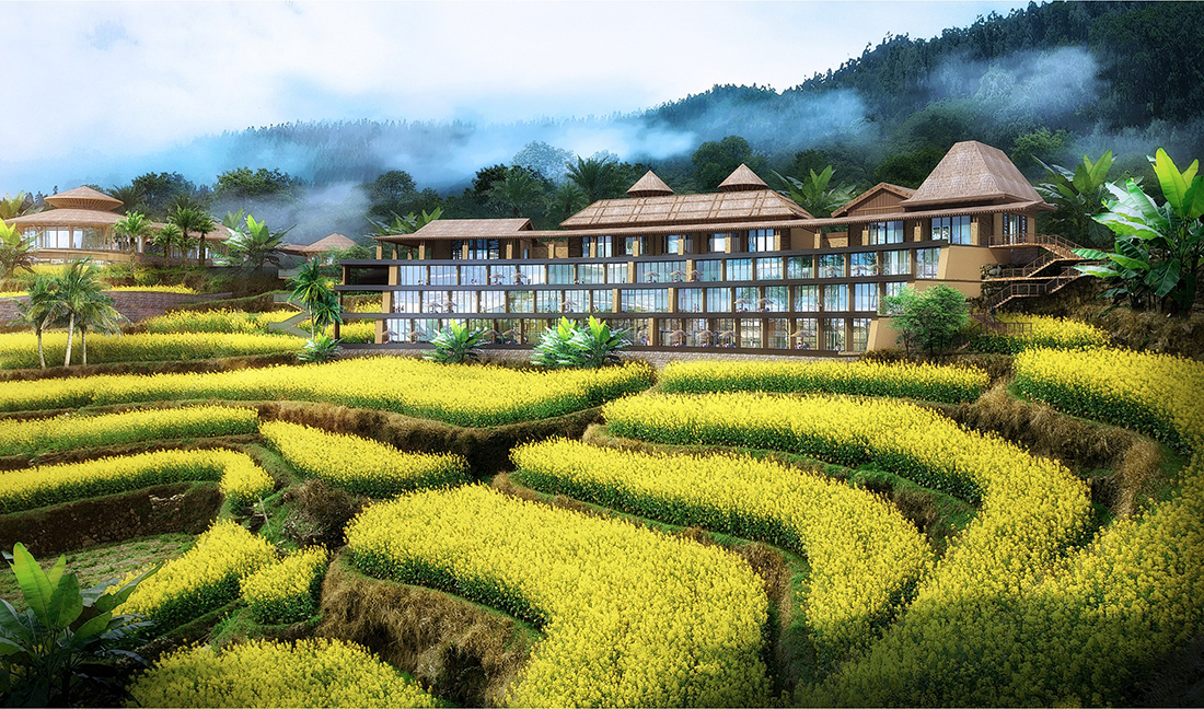 哈尼文化主題酒店正面效果圖